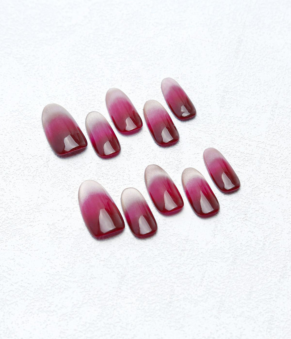 Oval Shape French Style Ombre Multicolor Press-on Nails