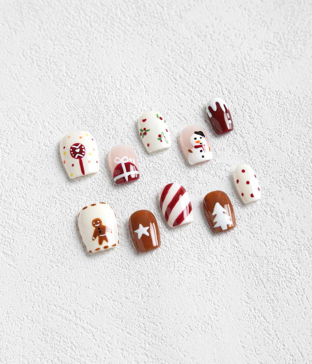 Ballet Shape Christmas Tree Snowman Gingerbread Man Press-on Nails